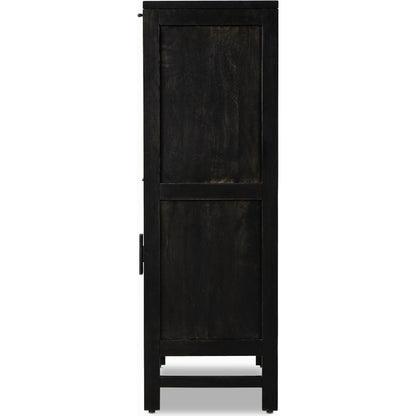 Caprice Bar Cabinet by Four Hands in natural mango, natural cane. Made from solid mango, cane in a coastal style.