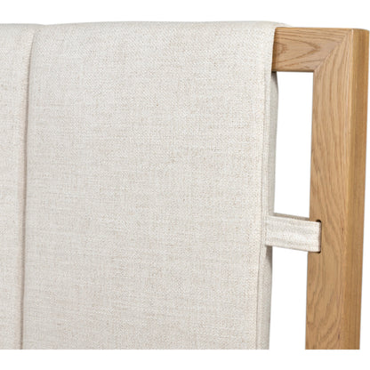 Barnett Bed by Four Hands in burnished oak, dover crescent. Made from 71% viscose (rayon), 17% polyester, 12% flax, linen, solid oak in a modern style.