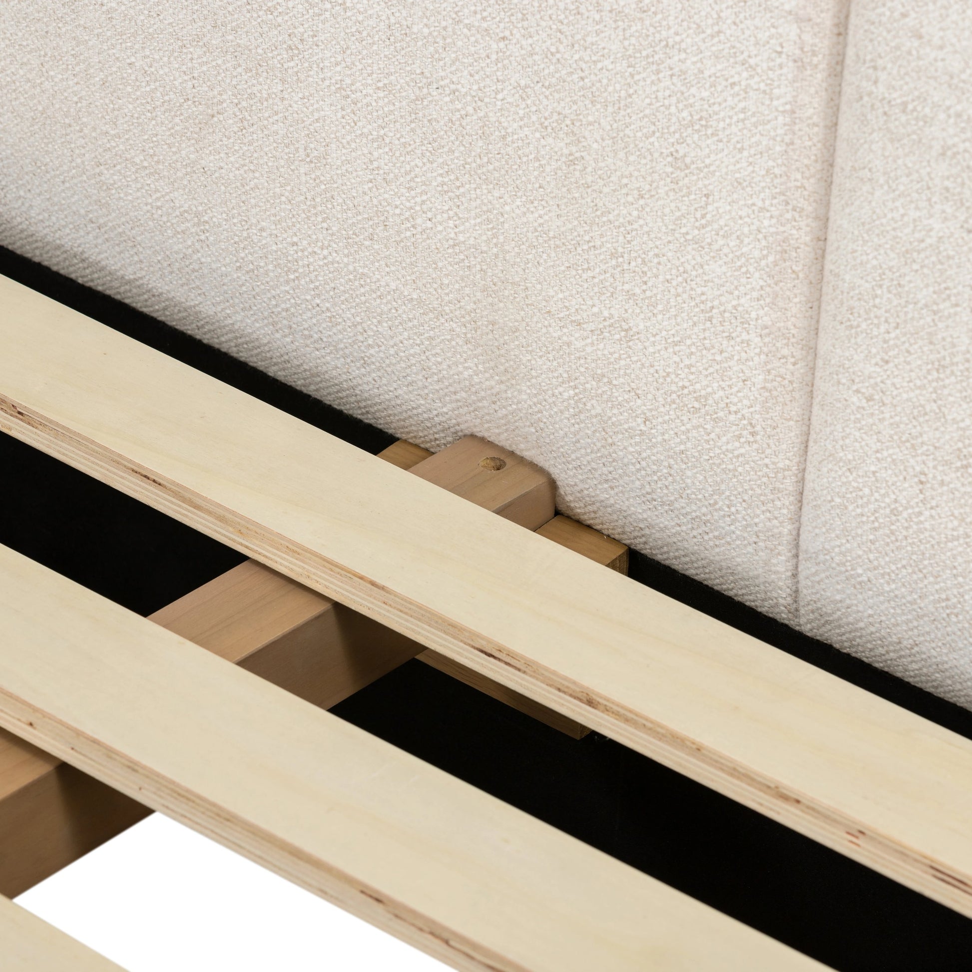Barnett Bed by Four Hands in burnished oak, dover crescent. Made from 71% viscose (rayon), 17% polyester, 12% flax, linen, solid oak in a modern style.