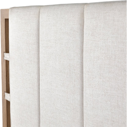 Barnett Bed by Four Hands in burnished oak, dover crescent. Made from 71% viscose (rayon), 17% polyester, 12% flax, linen, solid oak in a modern style.