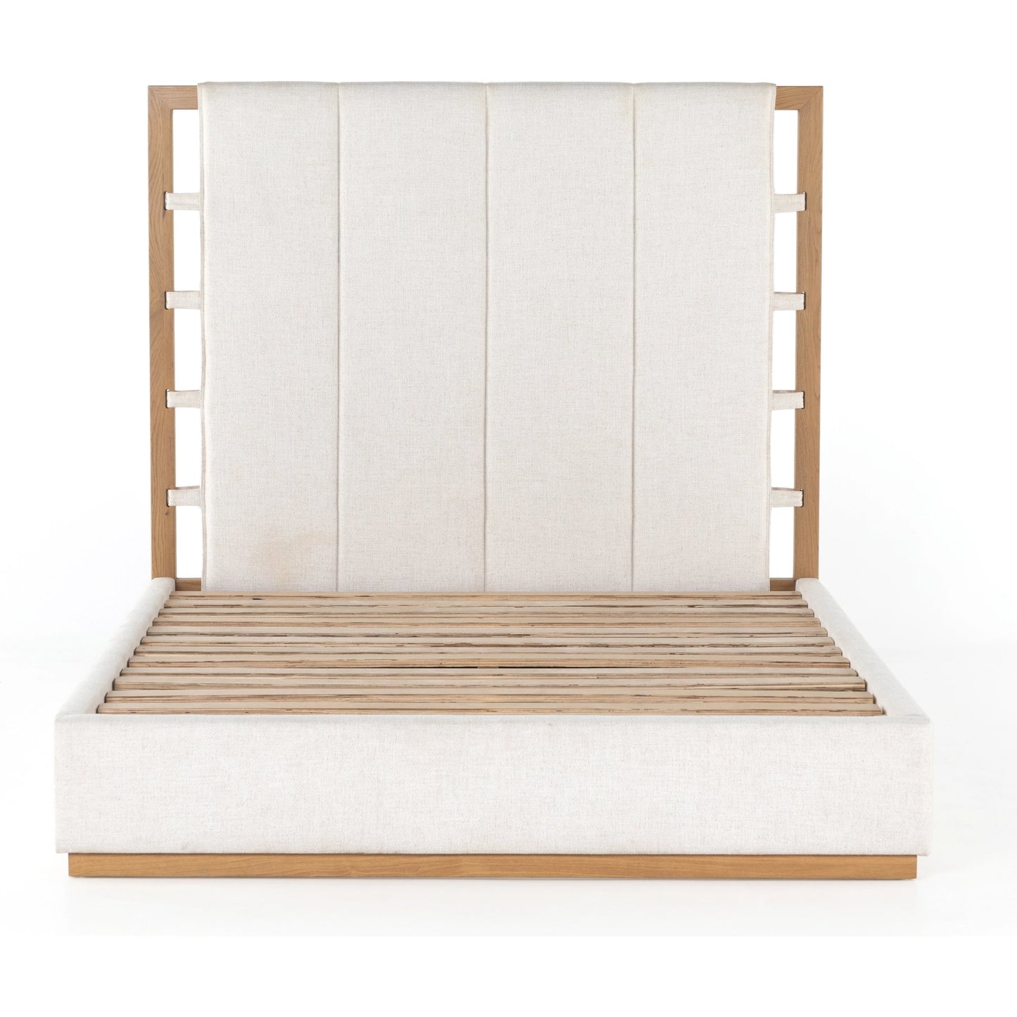 059 SI-1980105 | Additional Silo | Barnett Bed by Four Hands in burnished oak, dover crescent. Made from 71% viscose (rayon), 17% polyester, 12% flax, linen, solid oak in a modern style.