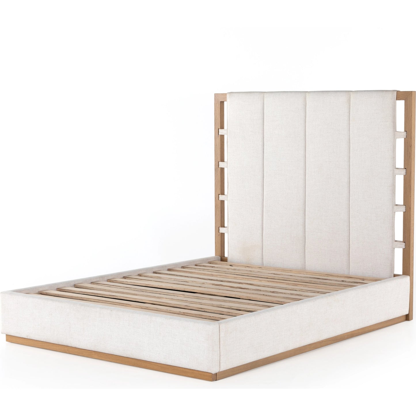 049 SI-1980105 | Additional Silo | Barnett Bed by Four Hands in burnished oak, dover crescent. Made from 71% viscose (rayon), 17% polyester, 12% flax, linen, solid oak in a modern style.