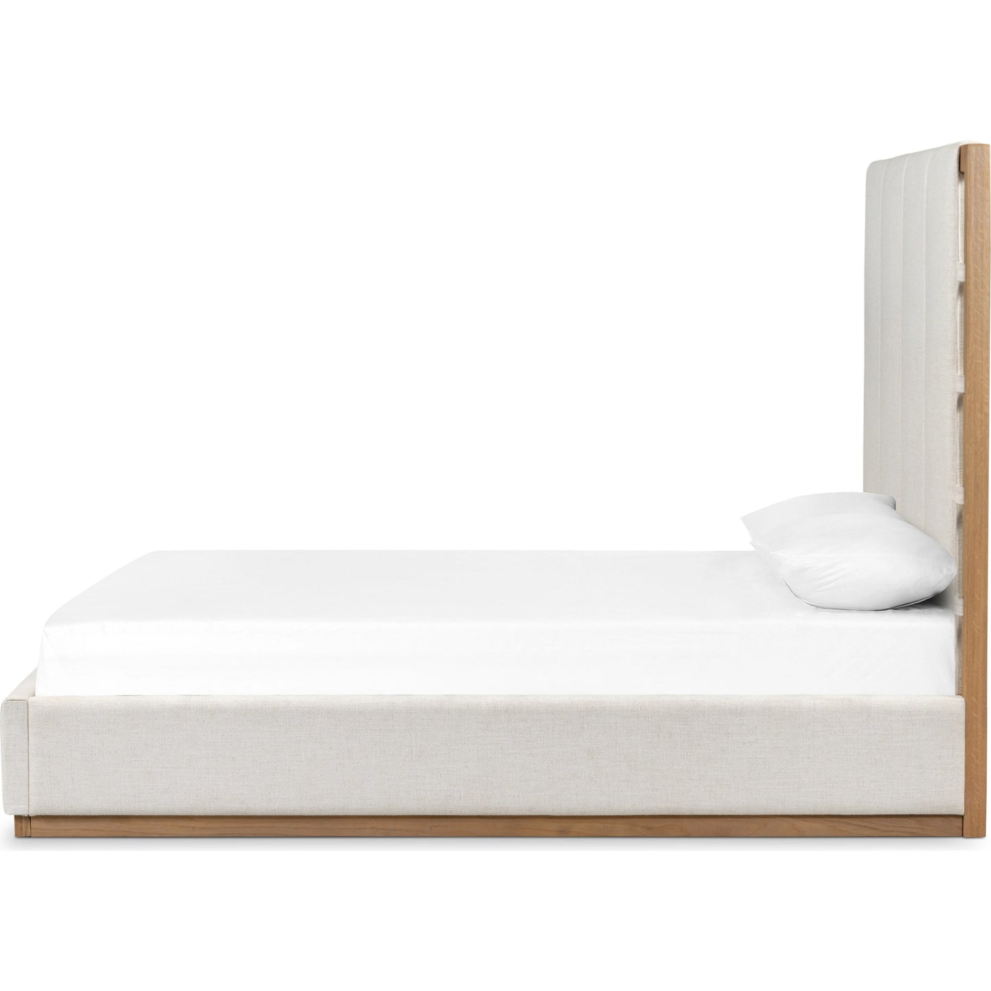 053 SI-1980105 | Additional Silo | Barnett Bed by Four Hands in burnished oak, dover crescent. Made from 71% viscose (rayon), 17% polyester, 12% flax, linen, solid oak in a modern style.