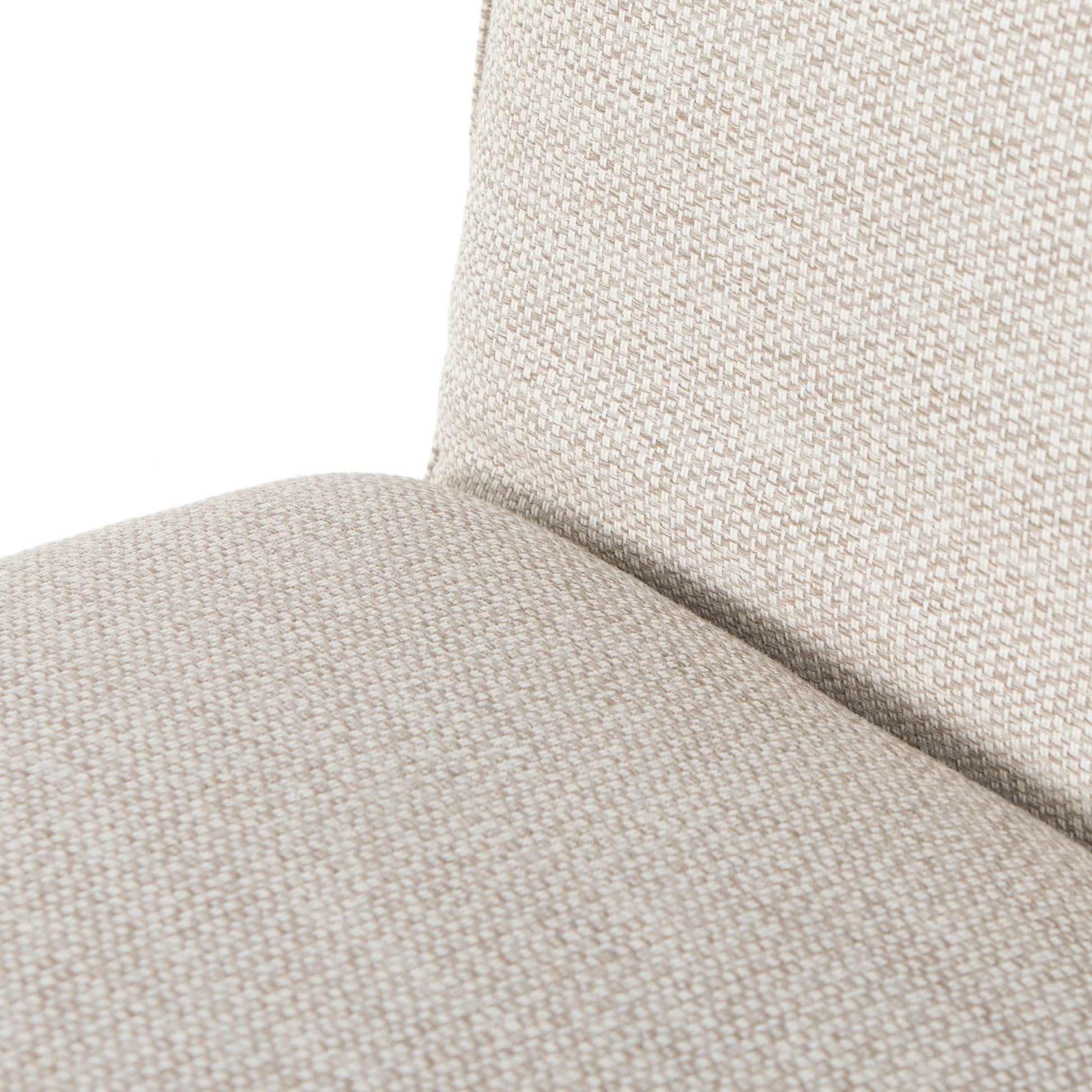 Vega Outdoor Counter Stool by Four Hands in faye sand. Made from 100% olefin, aluminum, solid fsc®-certified teak in a modern style.