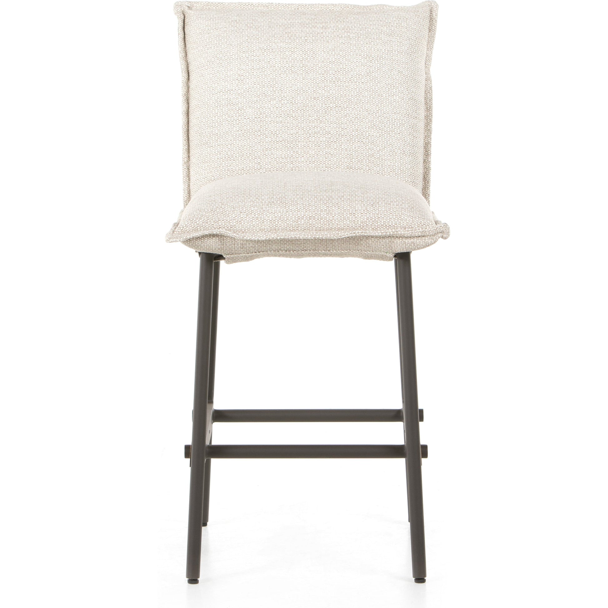 Vega Outdoor Counter Stool by Four Hands in faye sand. Made from 100% olefin, aluminum, solid fsc®-certified teak in a modern style.