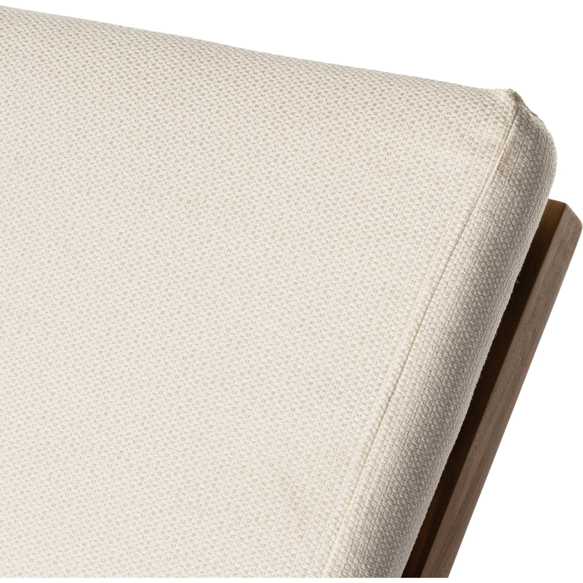 Kinta Outdoor Chaise by Four Hands in natural teak-fsc. Made from 100% olefin, solid fsc®-certified teak, 91% polyurethane foam pad, 9% polyester fiber batting in a rustic style.