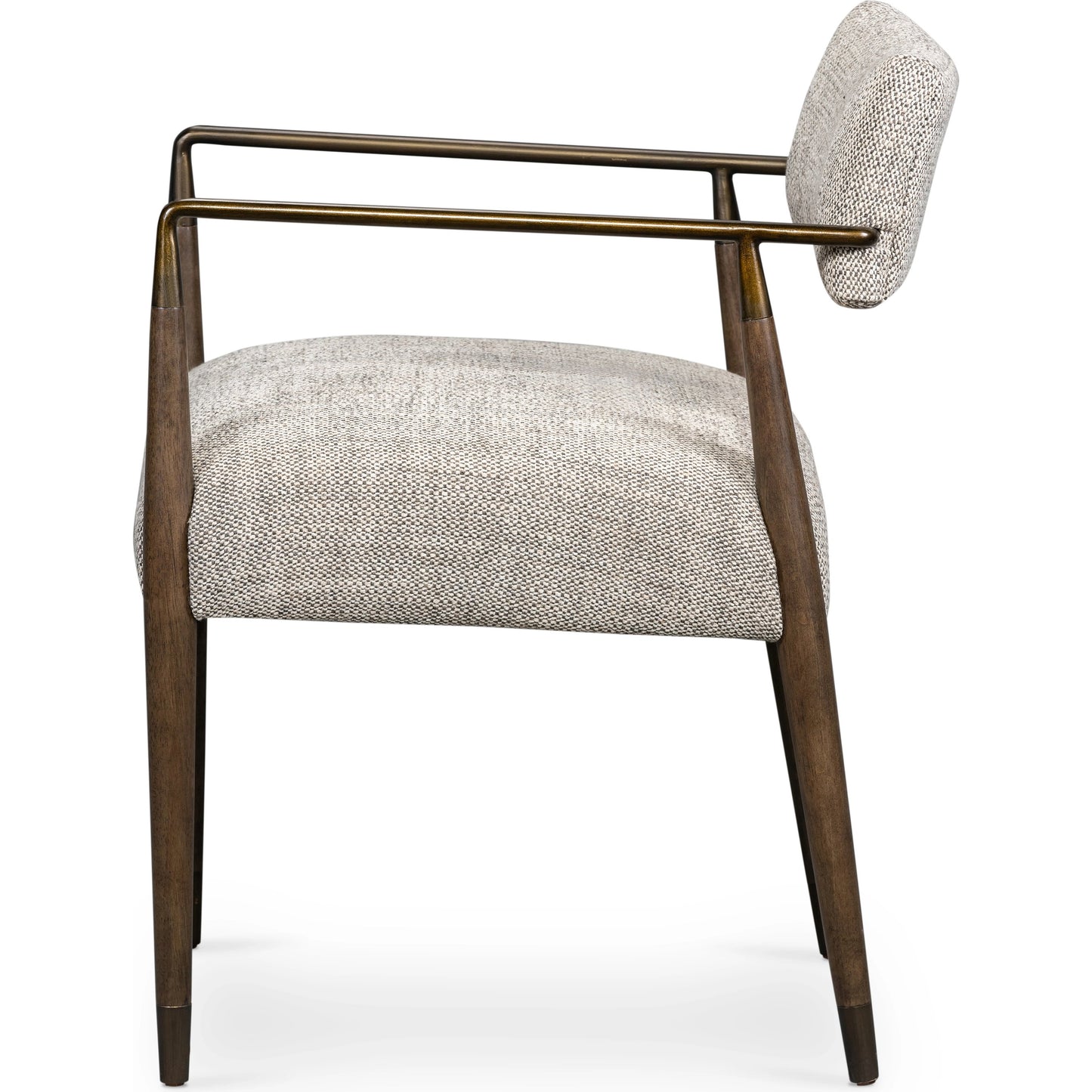 007 SI-1977902 | Additional Silo | Waldon Dining Armchair by Four Hands in sierra brown, thames coal. Made from 66% polyester, 19% acrylic, 15% flax, linen, solid parawood, iron in a modern style.