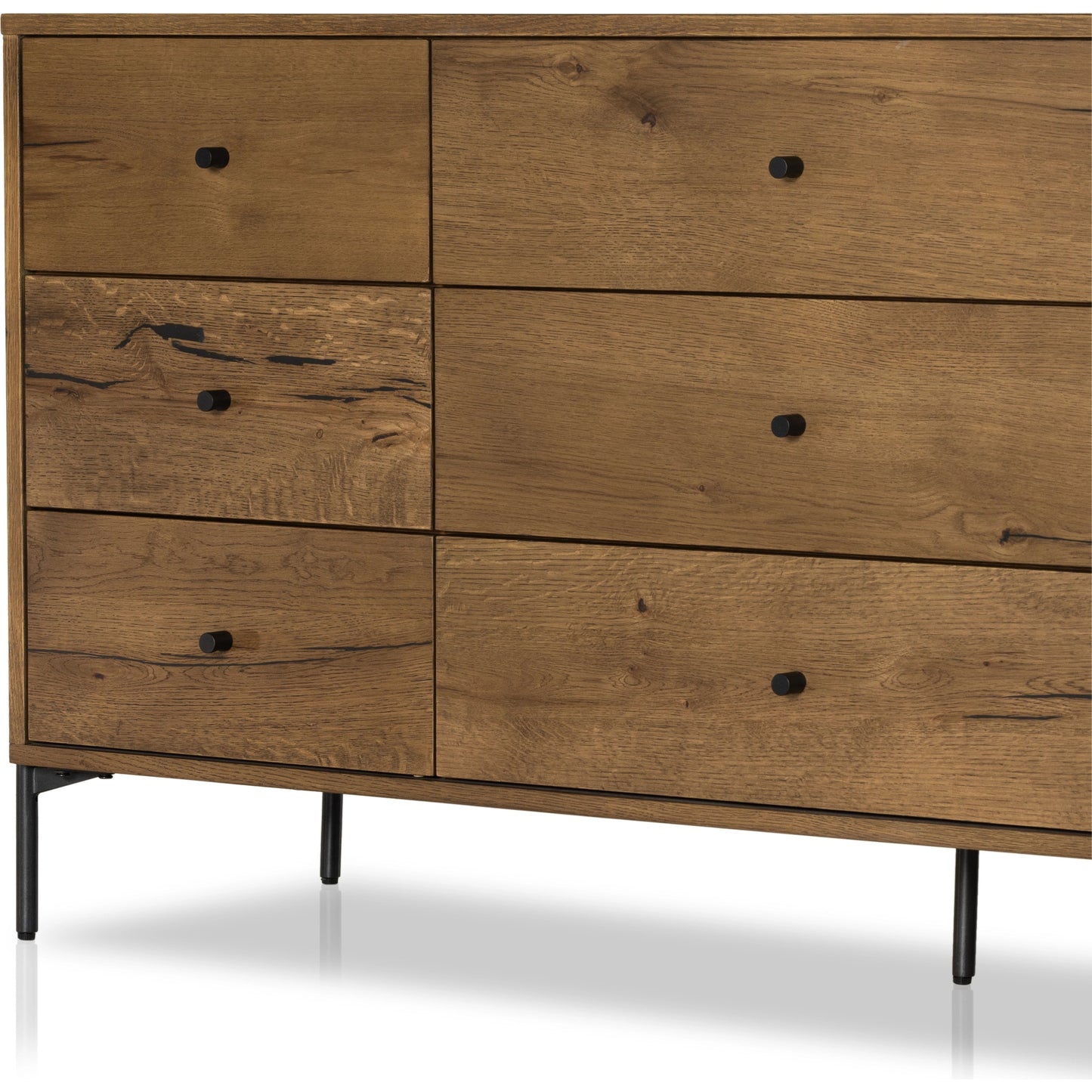 012 SI-1977261 | Additional Silo | Eaton 9 Drawer Dresser by Four Hands in amber oak resin. Made from thick oak veneer, iron in a rustic style.