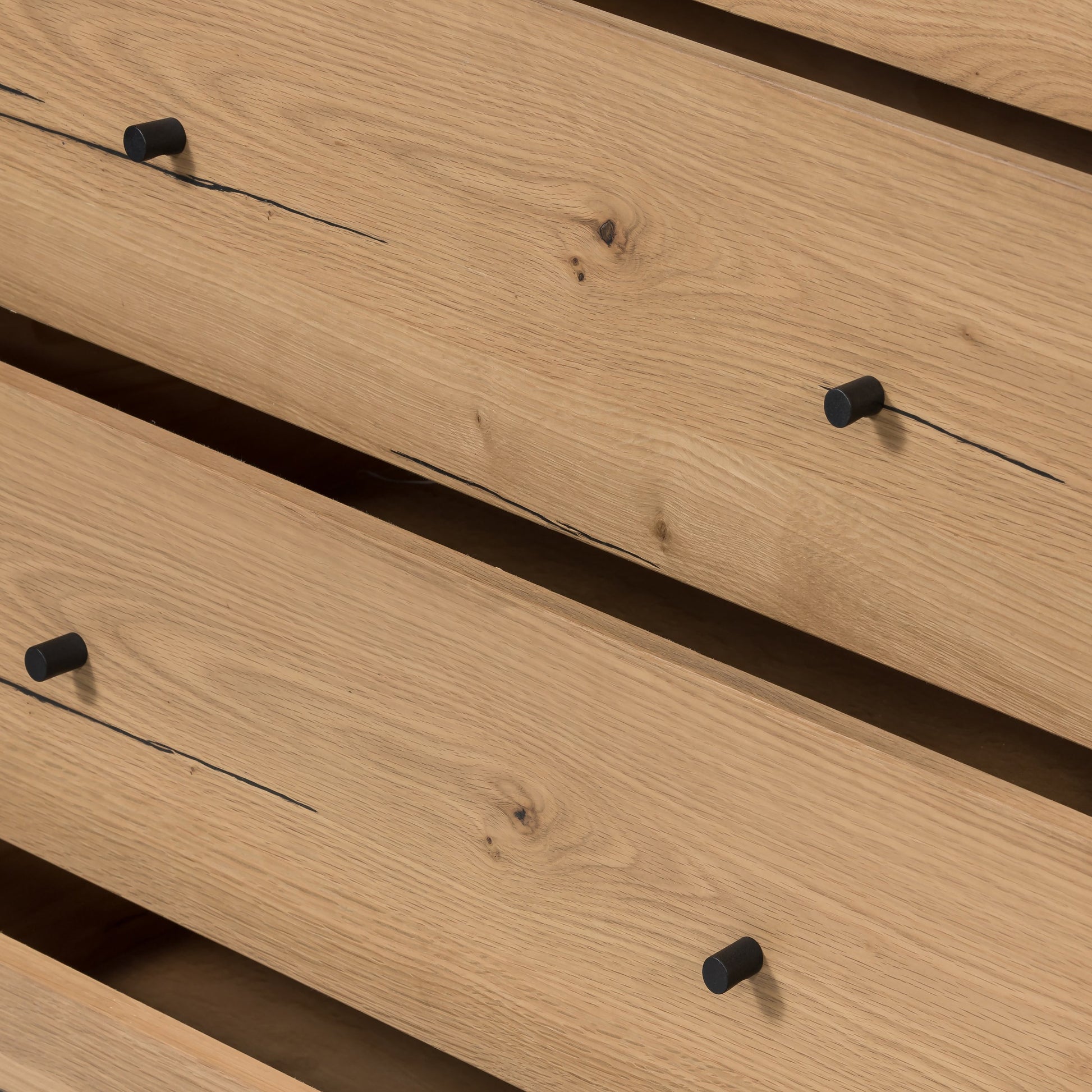 Eaton 5 Drawer Dresser by Four Hands in dark gunmetal, amber oak resin. Made from thick oak veneer, iron in a rustic style.