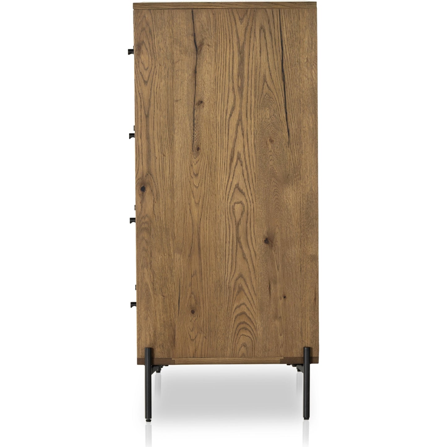 008 SI-1977260 | Additional Silo | Eaton 5 Drawer Dresser by Four Hands in dark gunmetal, amber oak resin. Made from thick oak veneer, iron in a rustic style.