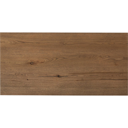 Eaton 5 Drawer Dresser by Four Hands in dark gunmetal, amber oak resin. Made from thick oak veneer, iron in a rustic style.