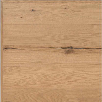 Eaton Bed by Four Hands in amber oak resin. Made from thick oak veneer, iron in a rustic style.