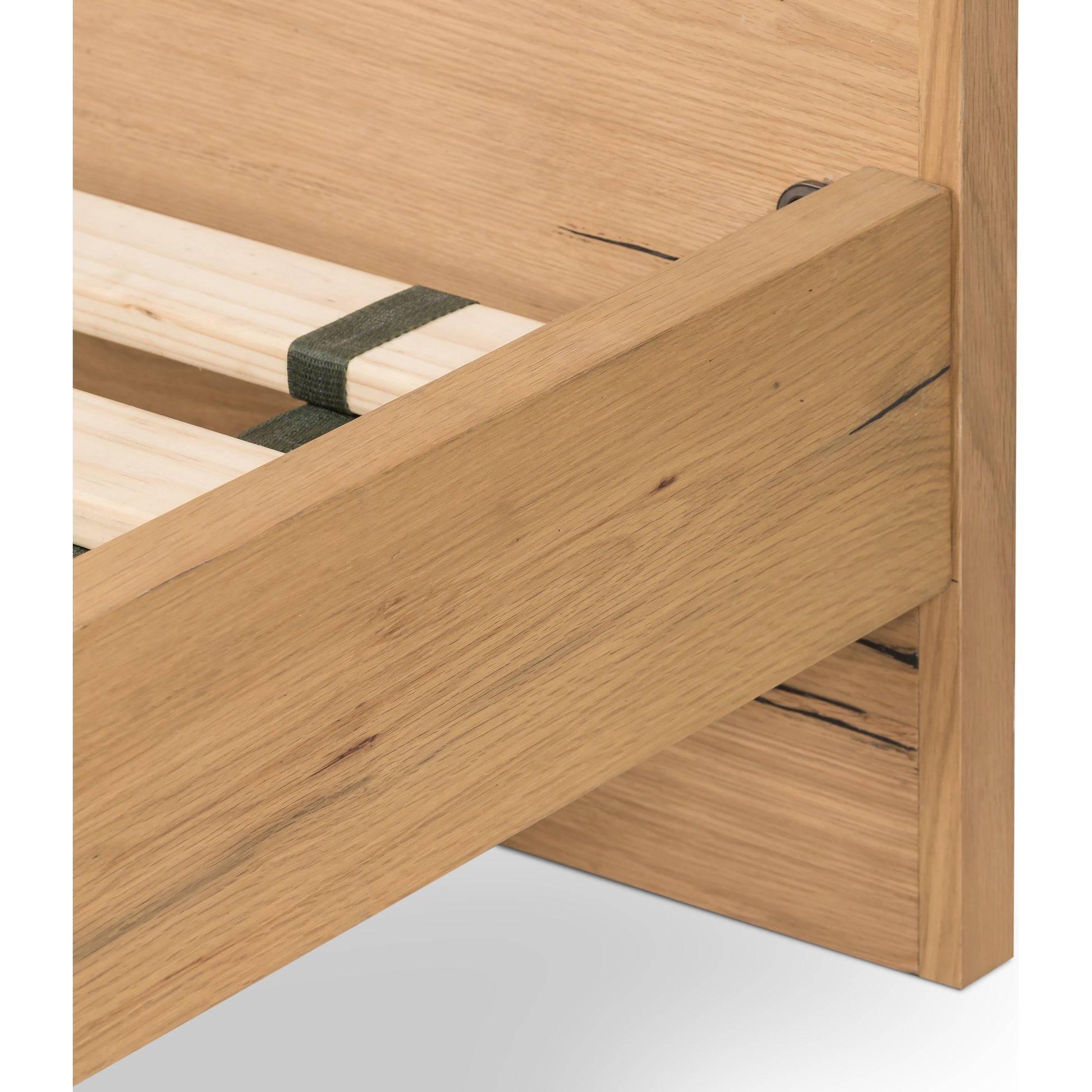 Eaton Bed by Four Hands in amber oak resin. Made from thick oak veneer, iron in a rustic style.