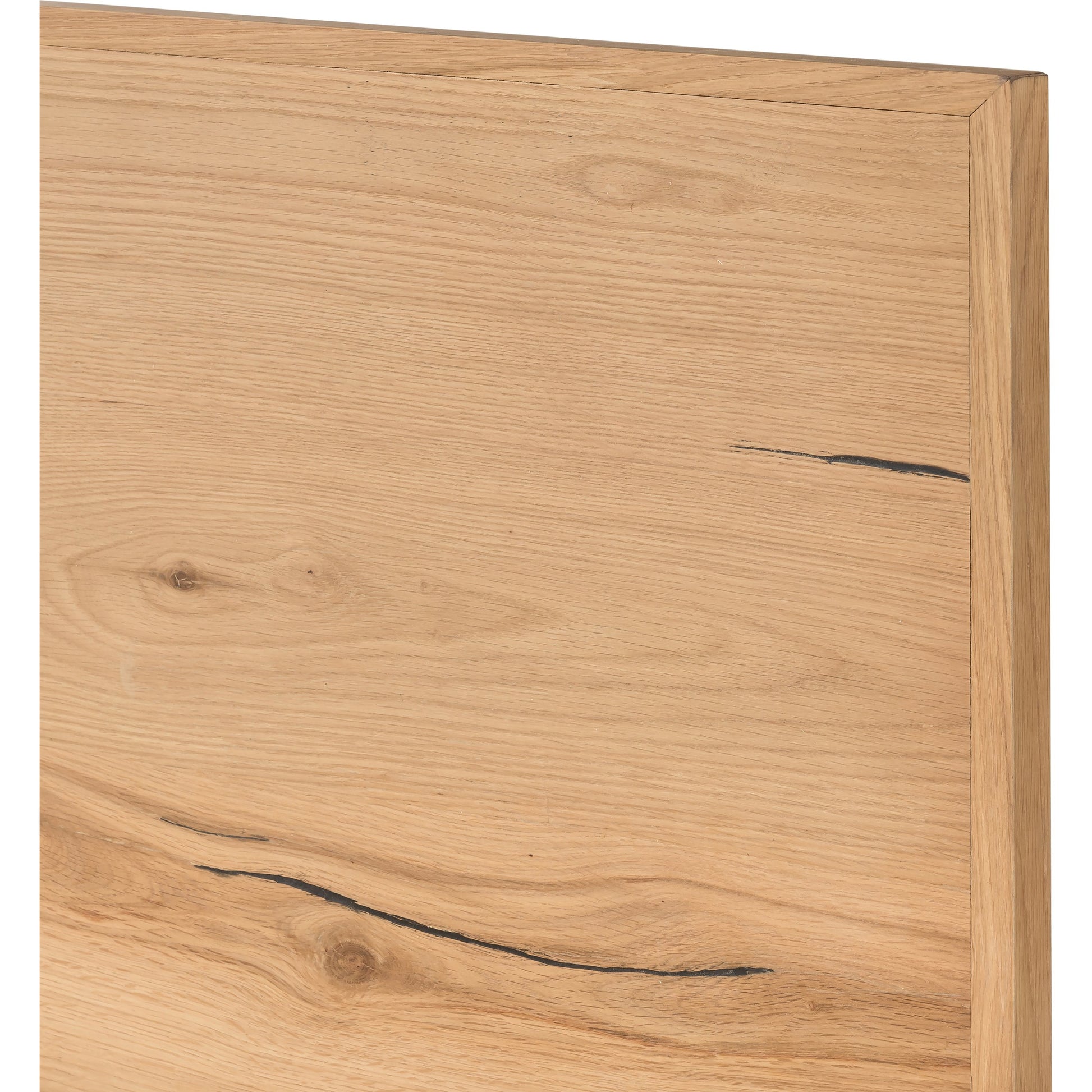 Eaton Bed by Four Hands in amber oak resin. Made from thick oak veneer, iron in a rustic style.