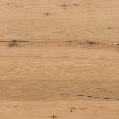 Eaton Bed by Four Hands in amber oak resin. Made from thick oak veneer, iron in a rustic style.