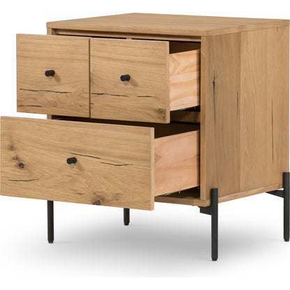 Eaton Nightstand by Four Hands. Made from thick oak veneer, iron in a rustic style.