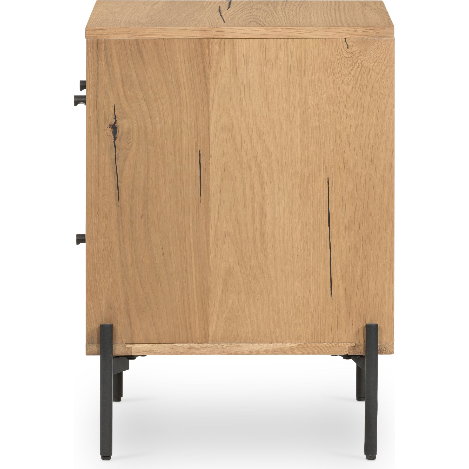 Eaton Nightstand by Four Hands. Made from thick oak veneer, iron in a rustic style.