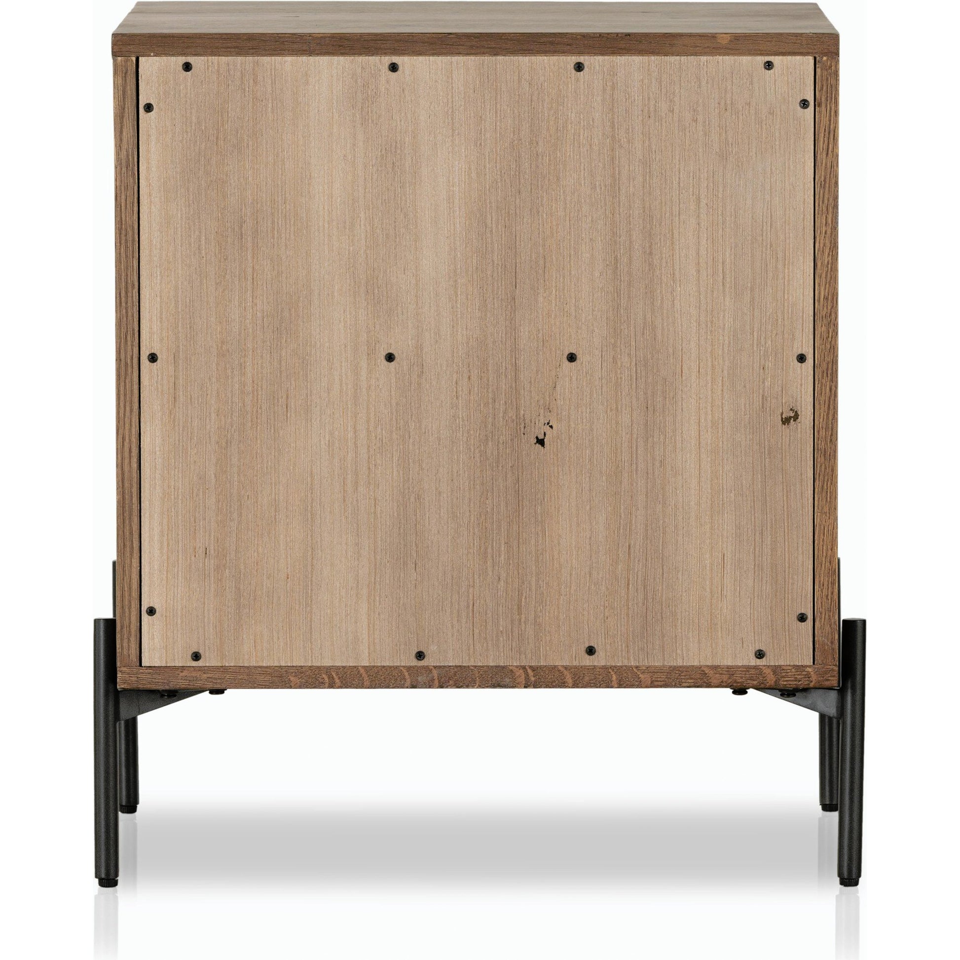 Eaton Nightstand by Four Hands. Made from thick oak veneer, iron in a rustic style.