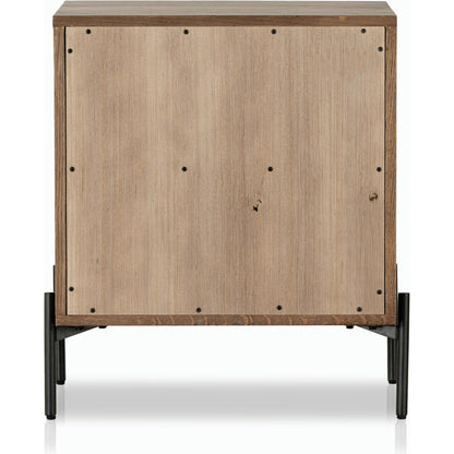 Eaton Nightstand by Four Hands. Made from thick oak veneer, iron in a rustic style.