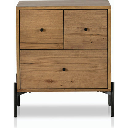 Eaton Nightstand by Four Hands. Made from thick oak veneer, iron in a rustic style.