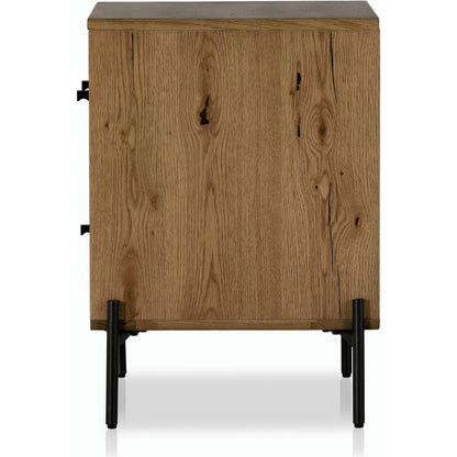 Eaton Nightstand by Four Hands. Made from thick oak veneer, iron in a rustic style.