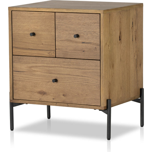 001 SI-1977278 | Additional Silo | Eaton Nightstand by Four Hands. Made from thick oak veneer, iron in a rustic style.