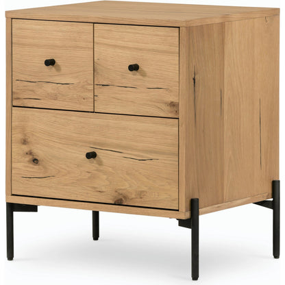 Eaton Nightstand by Four Hands. Made from thick oak veneer, iron in a rustic style.