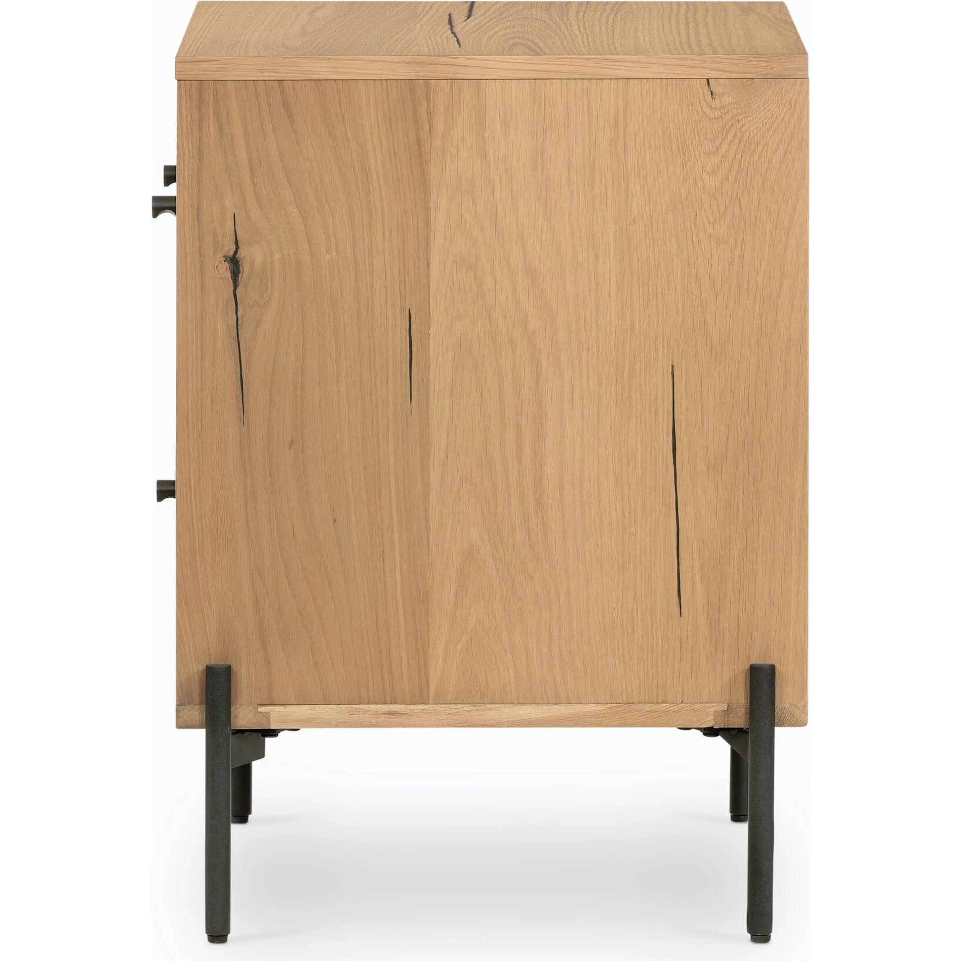 Eaton Nightstand by Four Hands. Made from thick oak veneer, iron in a rustic style.