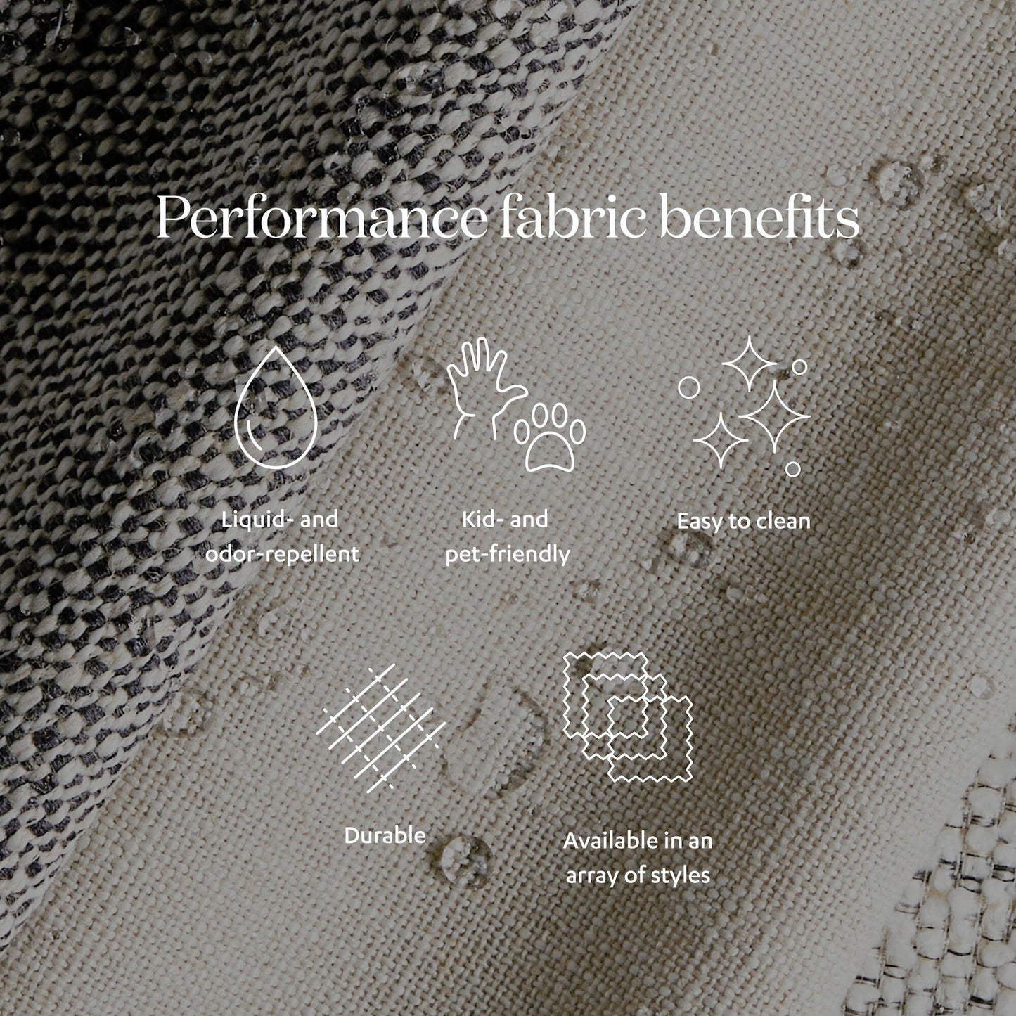 015 SI-1714429 | Closeup | Benton Bar + Counter Stool by Four Hands in savile flannel and almond, midnight iron. Made from 92% polyester, 8% flax, linen, solid nettlewood, iron in a modern style.