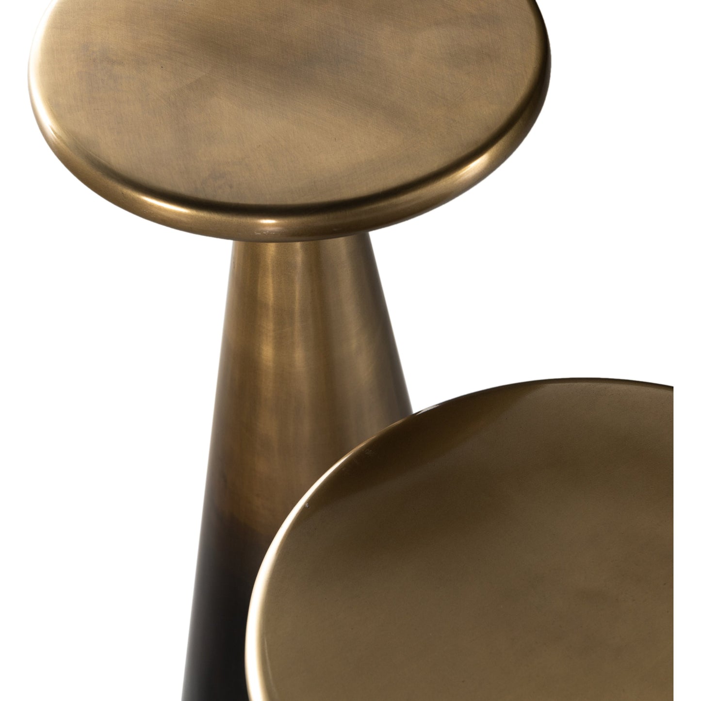 008 SI-1714649 | Closeup | Cameron Accent Tables (Set of 2) by Four Hands in ombre antique brass. Made from iron, engineered hardwood in a eclectic & global style.