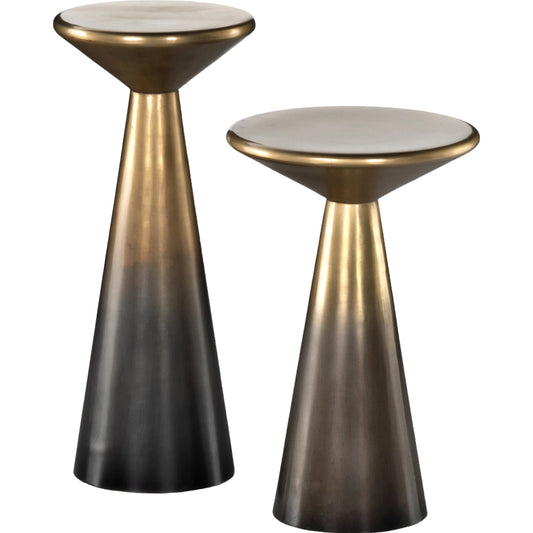 Cameron Accent Tables (Set of 2) by Four Hands in ombre antique brass. Made from iron, engineered hardwood in a eclectic & global style.