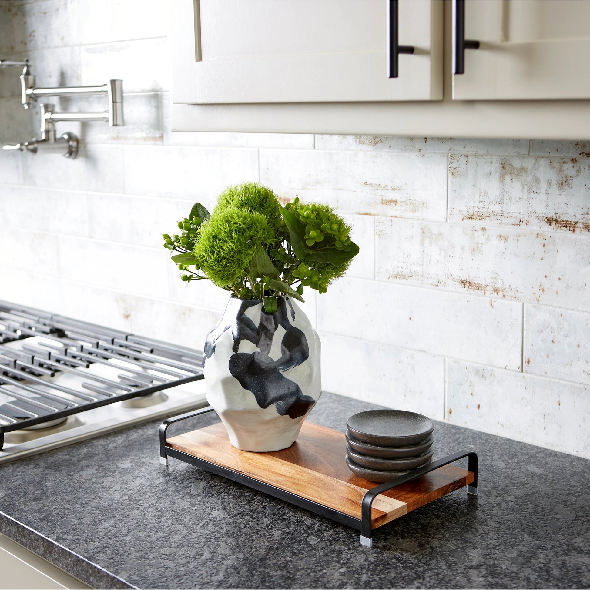 Mod Vase by Cyan Design in black, white. Made from porcelain in a modern style.