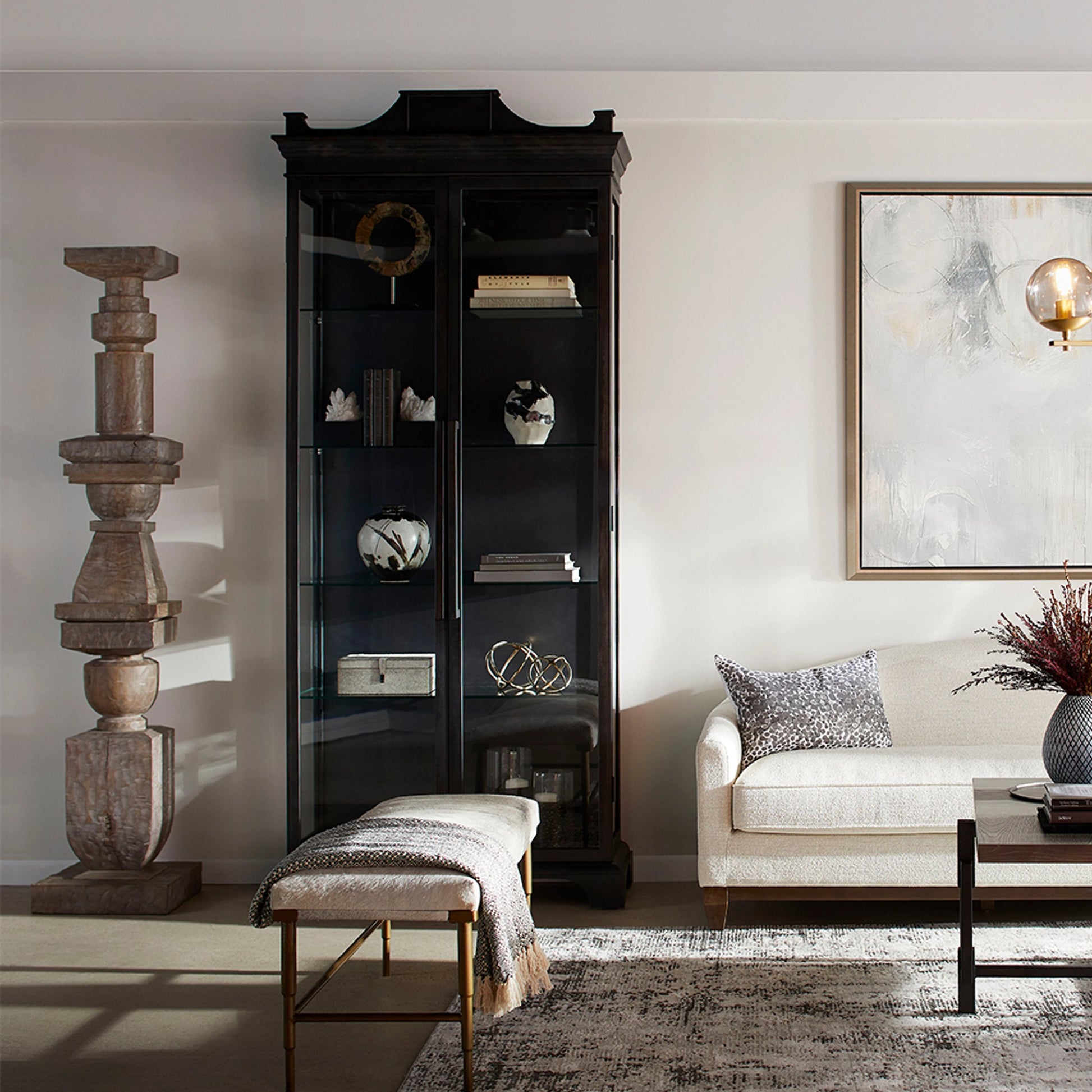 Bethlem Cabinet by Cyan Design in black. Made from iron, glass in a traditional style.