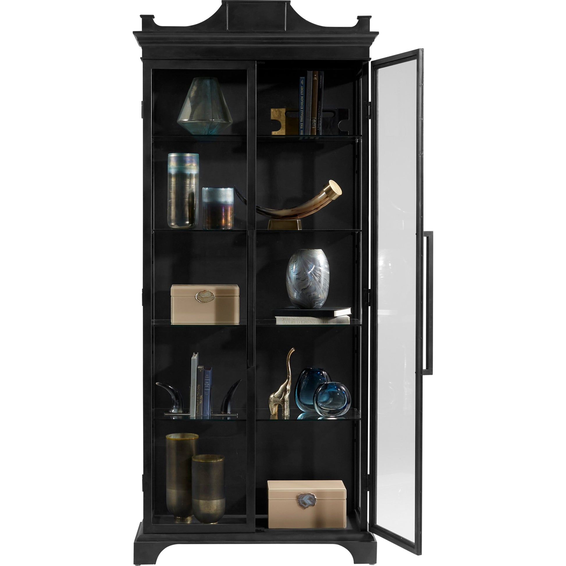 Bethlem Cabinet by Cyan Design in black. Made from iron, glass in a traditional style.