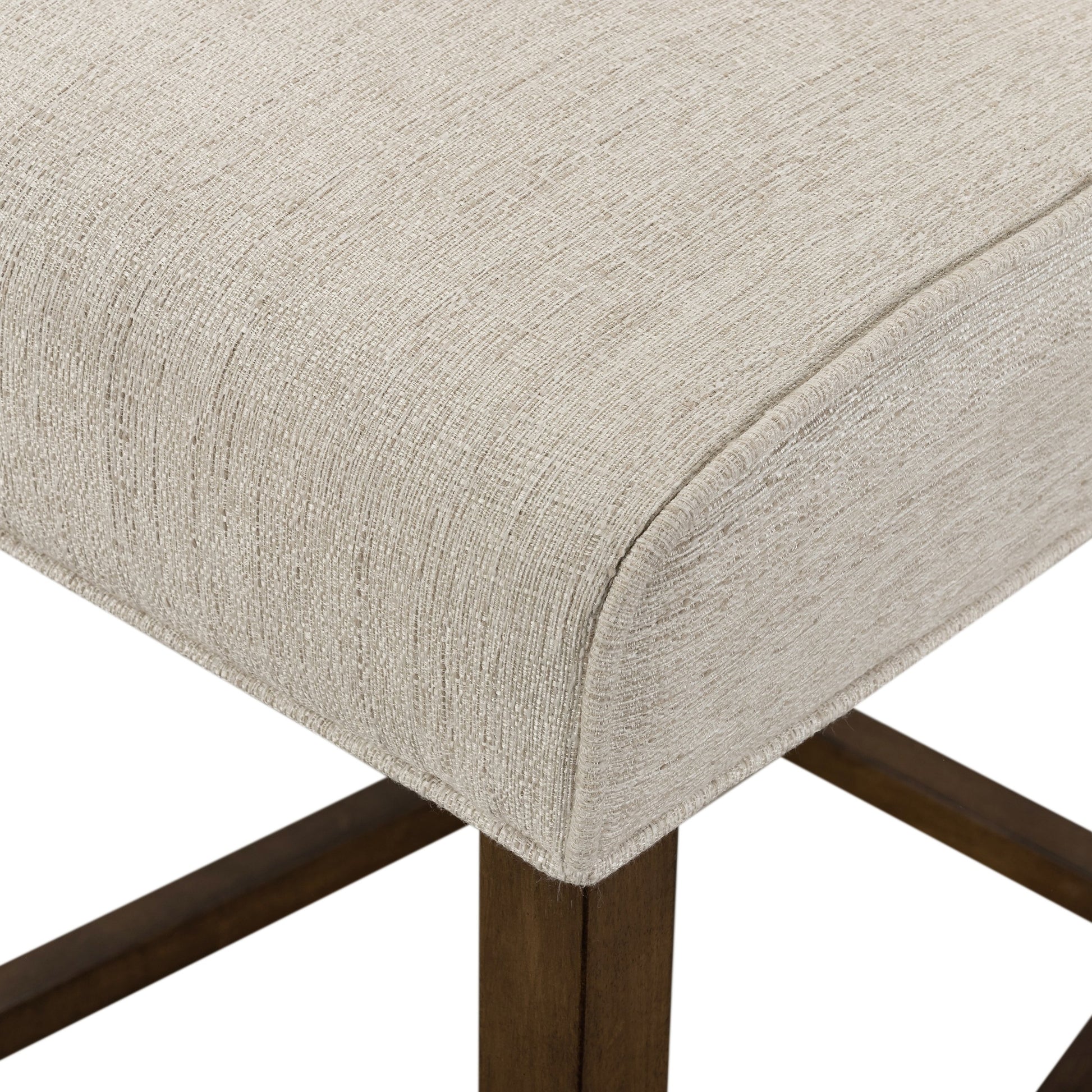 Aria Counter Stool by Four Hands in sienna chestnut. Made from top grain leather, solid nettlewood, 100% polyester in a modern style.