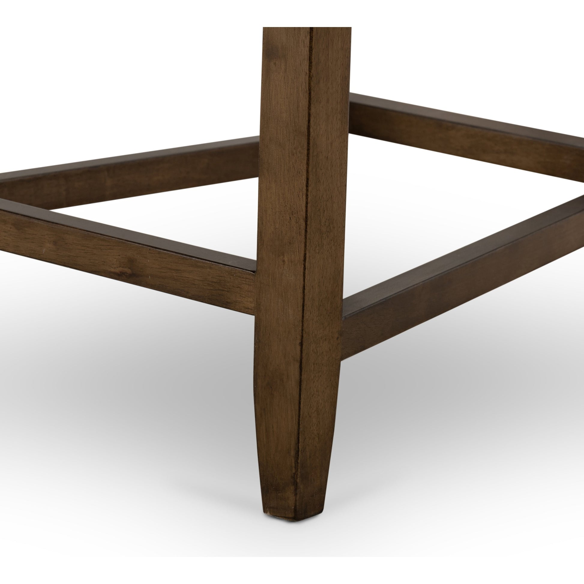 Aria Counter Stool by Four Hands in sienna chestnut. Made from top grain leather, solid nettlewood, 100% polyester in a modern style.
