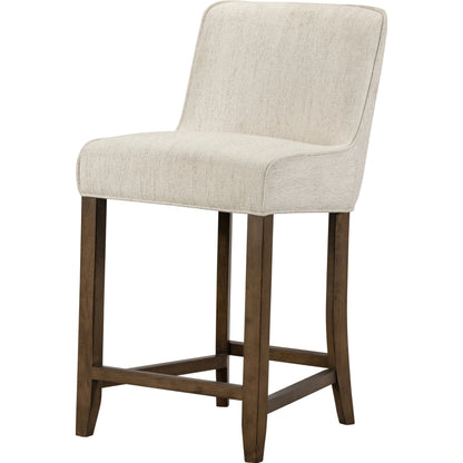 Aria Counter Stool by Four Hands in sienna chestnut. Made from top grain leather, solid nettlewood, 100% polyester in a modern style.