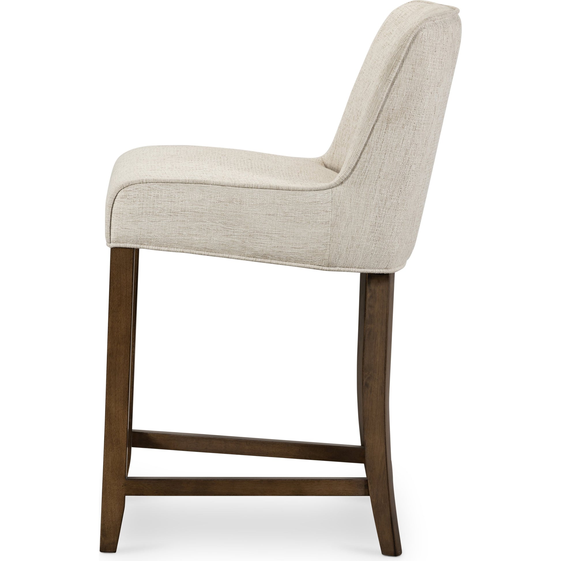 Aria Counter Stool by Four Hands in sienna chestnut. Made from top grain leather, solid nettlewood, 100% polyester in a modern style.