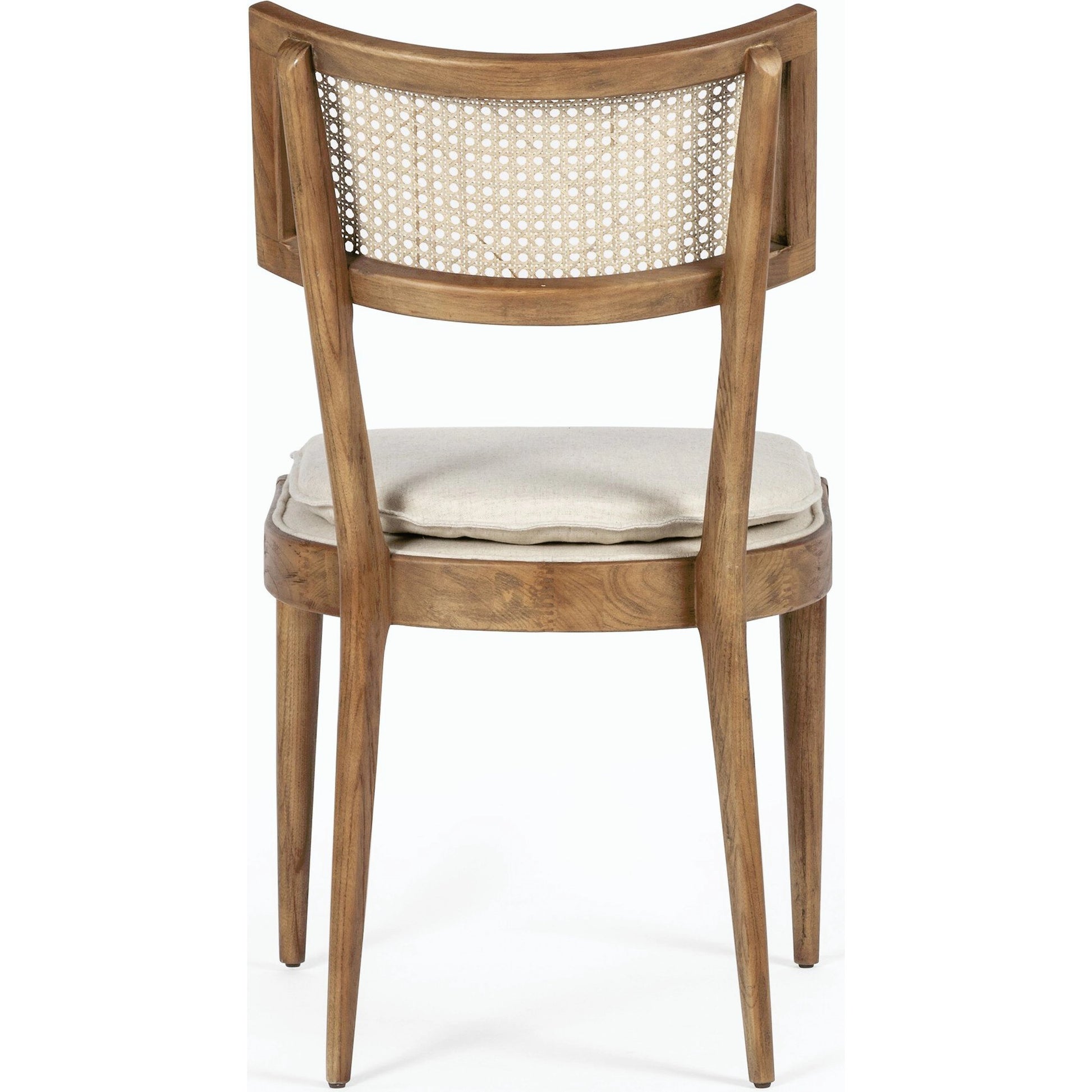 Britt Dining Chair by Four Hands in natural cane, savile flax, brushed ebony. Made from 92% polyester, 8% flax, linen, solid nettlewood, cane in a modern style.