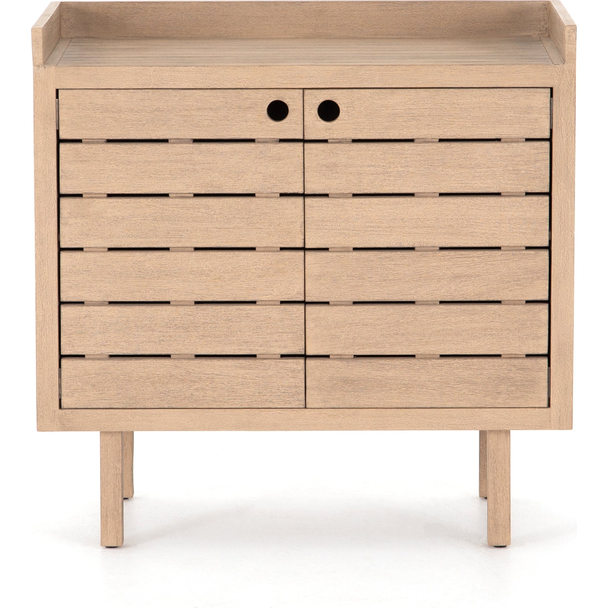 Lula Small Sideboard by Four Hands in washed brown. Made from solid fsc®-certified teak in a coastal style.