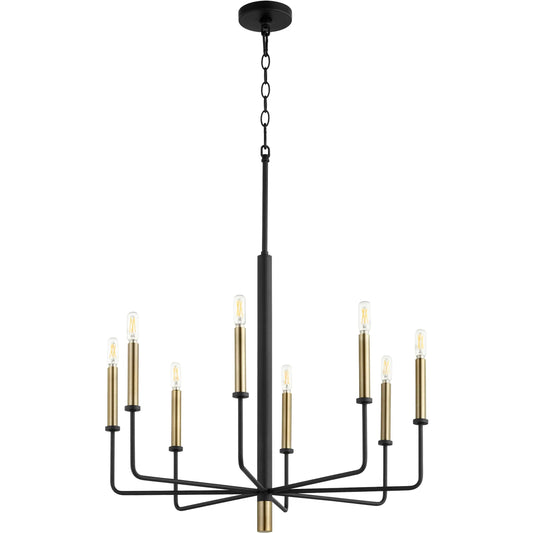 Apollo Chandelier by Cyan Design in noir, aged brass. Made from iron in a modern style.