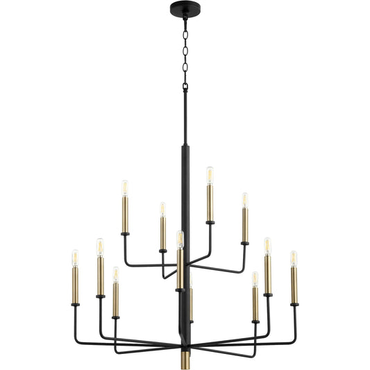 Apollo Chandelier by Cyan Design in noir, aged brass. Made from iron in a modern style.