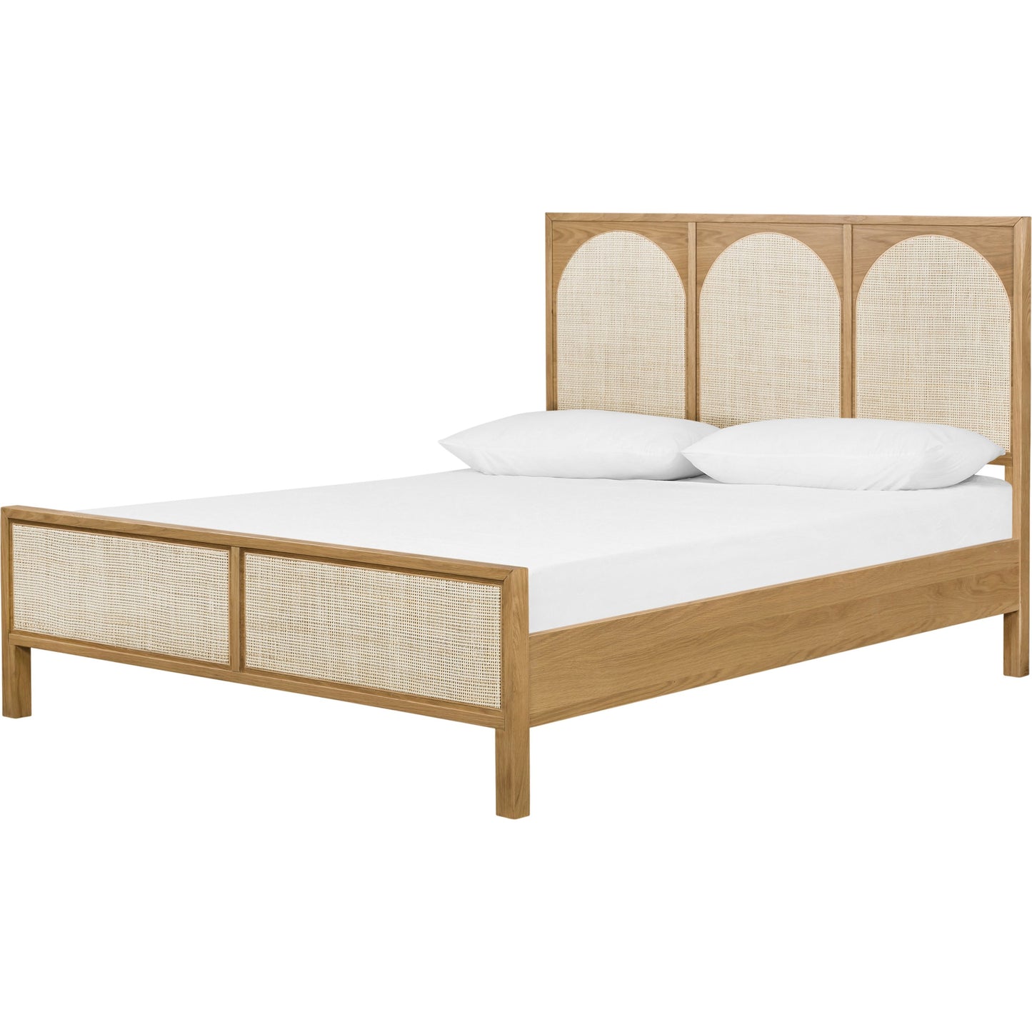 001 SI-1714148 | Primary Silo | Allegra Bed by Four Hands in honey oak. Made from cane, solid oak, oak veneer in a rustic style.