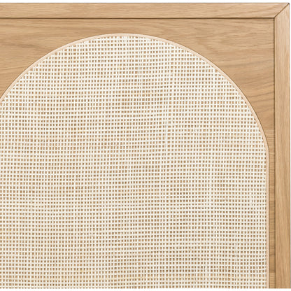 Allegra Bed by Four Hands in honey oak. Made from cane, solid oak, oak veneer in a rustic style.