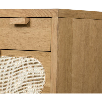 Allegra 8 Drawer Dresser by Four Hands in light natural cane, honey oak veneer. Made from cane, oak veneer in a rustic style.