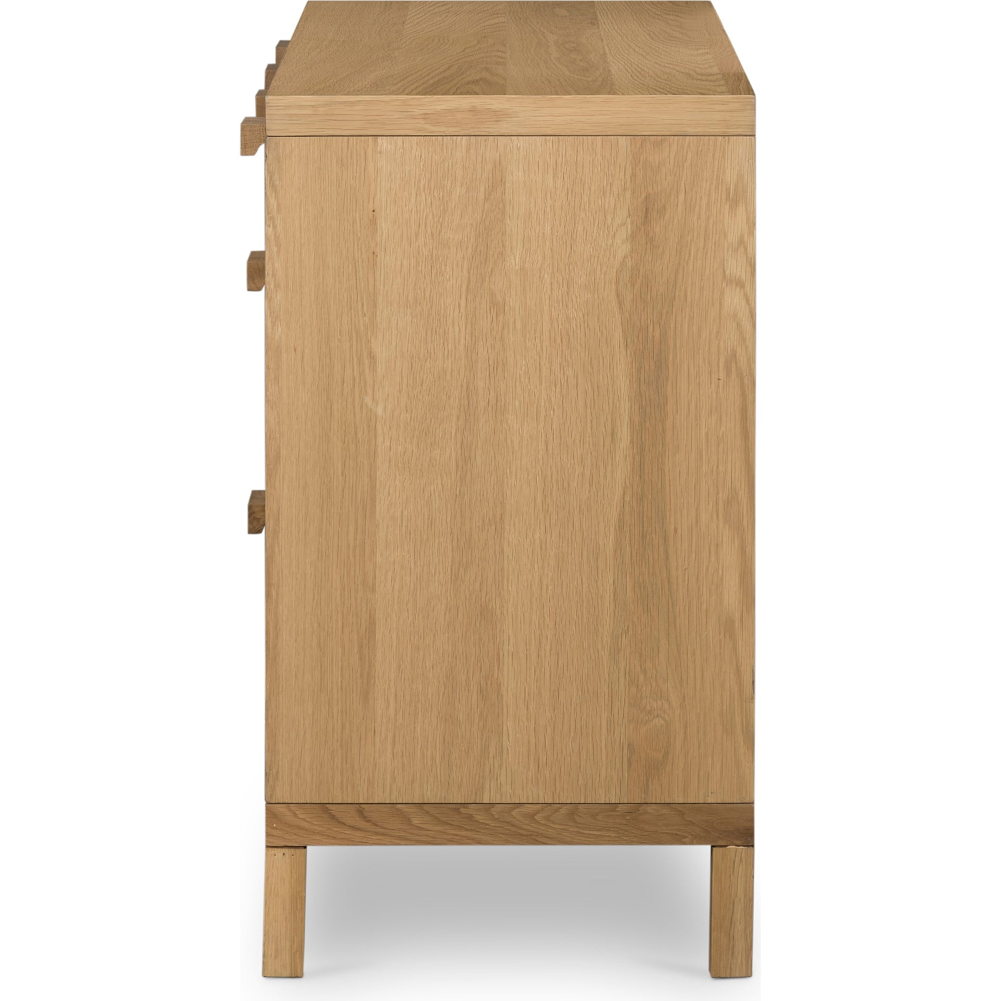 Allegra 8 Drawer Dresser by Four Hands in light natural cane, honey oak veneer. Made from cane, oak veneer in a rustic style.