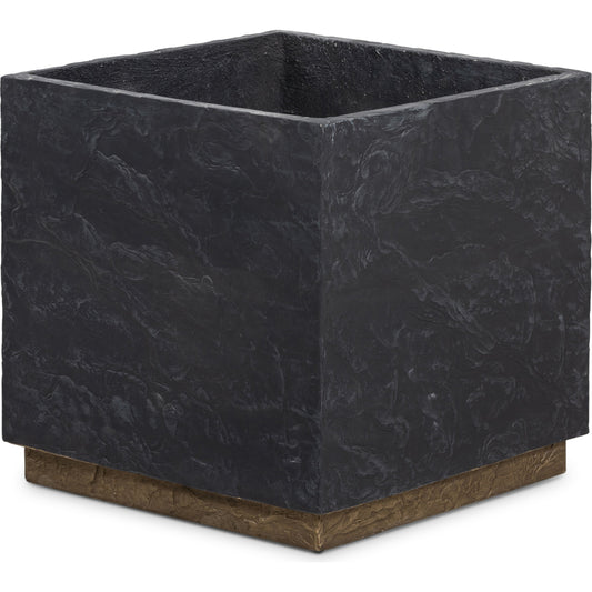 Ely Planter by Four Hands in slate brass concrete, dark slate. Made from concrete in a modern style.