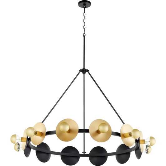 Artemis Chandelier by Cyan Design in noir, gold leaf. Made from iron in a modern style.