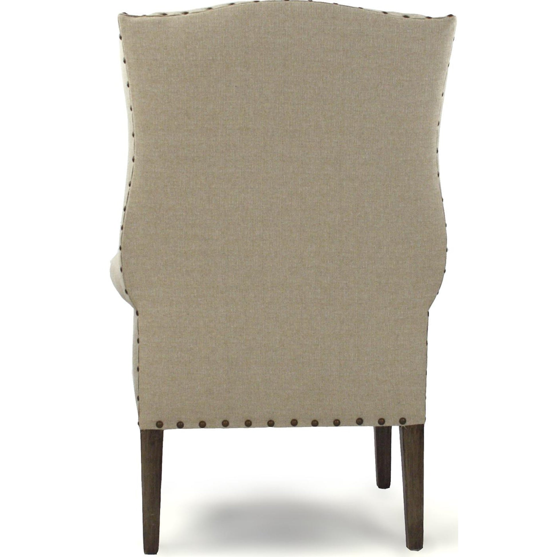 Wing Back Chair by Zentique in antique natural linen and hardwood maple. Made from hardwood maple in a traditional style.