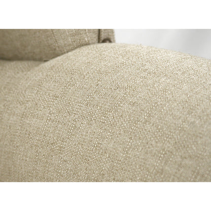 Wing Back Chair by Zentique in antique natural linen and hardwood maple. Made from hardwood maple in a traditional style.